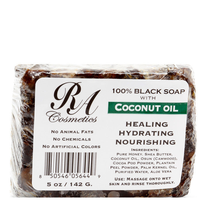 RA COSMETICS 100% Black Soap with Coconut Oil (5oz)