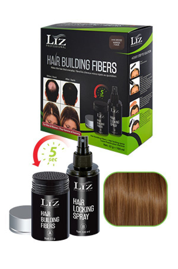 LIZ Professional-7 Hair Building Fibers& Locking SprayDark Brown