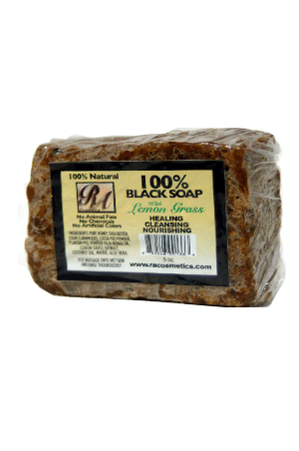 RA Cosmetics-28 100% Black Soap Bar w/ Lemon Grass (5oz)