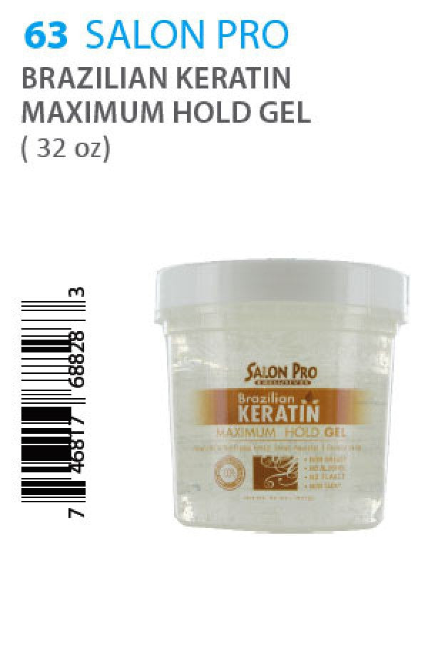 Salon Pro-63 Brazilian Keratin Maximum Hold Gel (32oz)