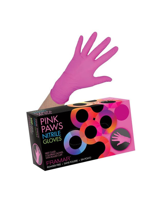 Pink Paws Nitrile Gloves Med
