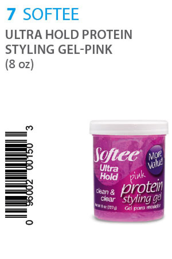 Softee-7 Ultra Hold Pink Protein Styling Gel -8oz