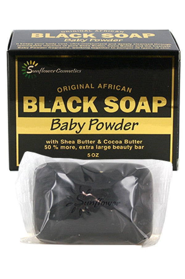 Sunflower-25 Original African Black Soap (5oz)-Baby Powder