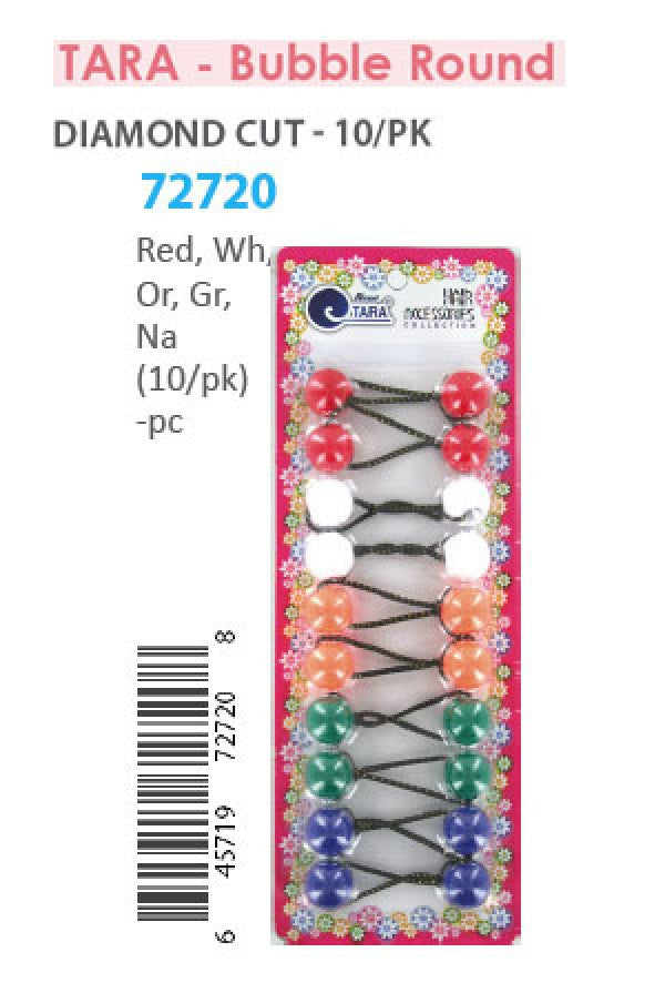 Tara Bubble Diamond Cut 72720 Re,Wh,Or,Gr,Na 10/pk -pc