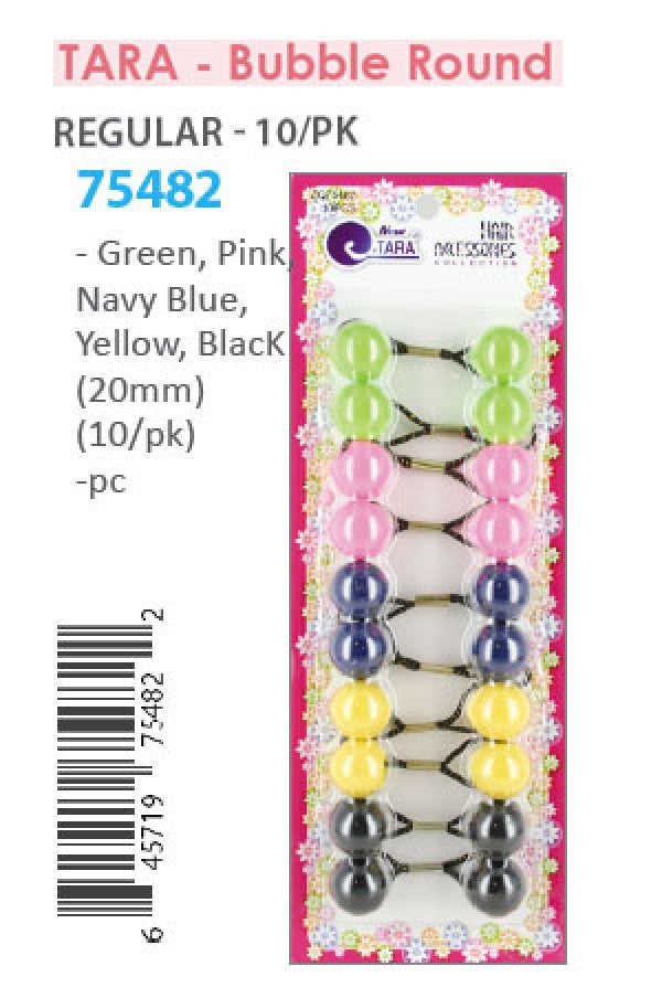Tara Bubble Round 75482 G, P, N, Y, BK 20mm 10/pk -pc