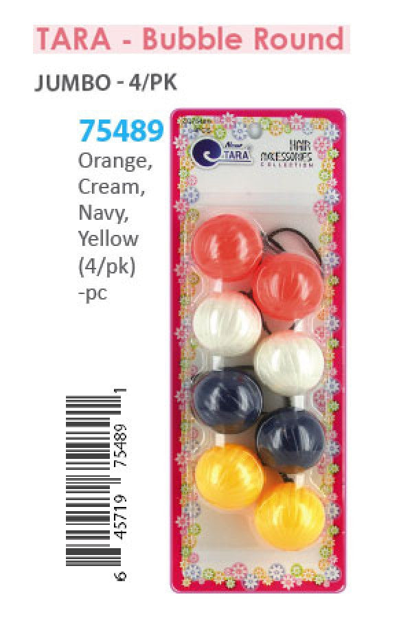 Tara Bubble Round 75489Org,Cre,Nav,Yel Jumbo 4/pk -pc