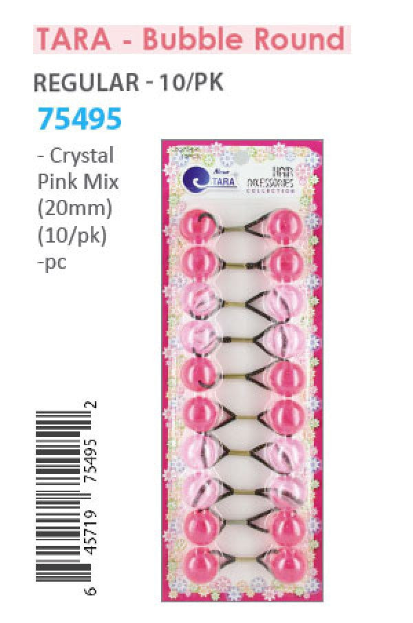 Tara Bubble Round 75495 Cry. Pink Mix 20mm 10/pk -pc