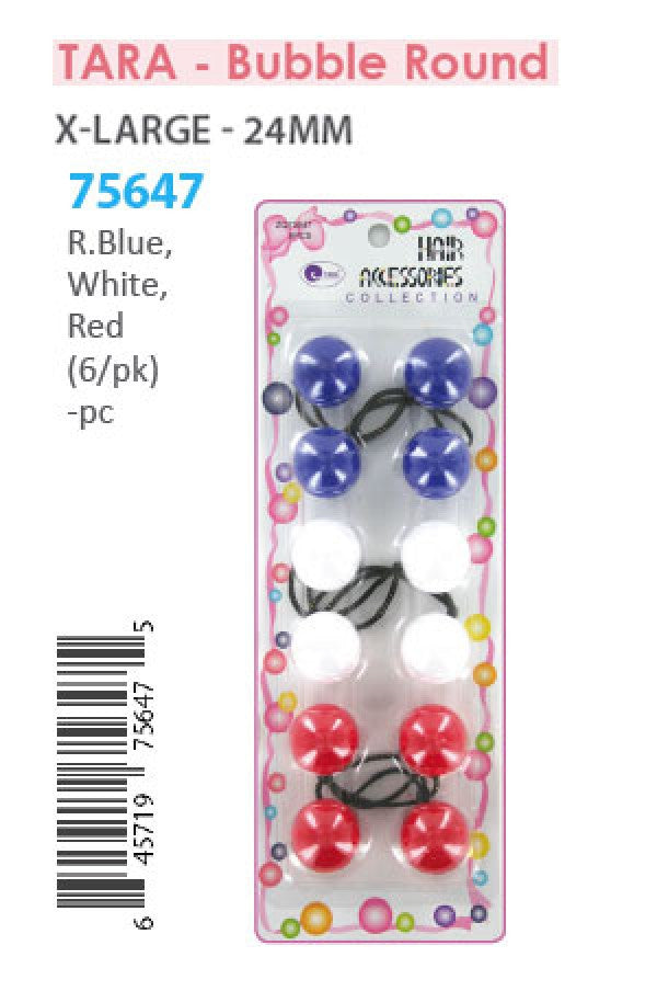 Tara Bubble Round 75647 R.Blue/Wht/Red XL 6/pk -pc