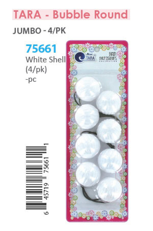 Tara Bubble Round 75661 White Shell Jumbo 4/pk -pc