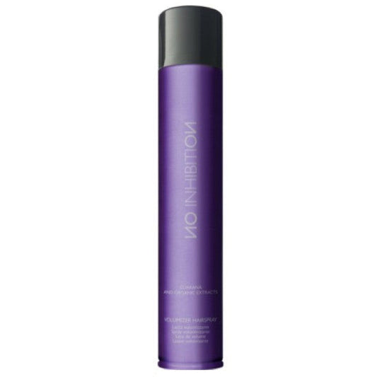 no inhibition volumizer hairspray adds strong, flexible, long-lasting hold and volume to any hair style with its filming and fixative polymers. Contains guarana and organic extracts. UV filters protect from UV rays.

Use: Spray 8-12 inches from the hair.