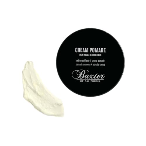 Pommade crème Baxter of California pour hommes et femmes, fini naturel, tenue légère, qualité salon de coiffure, lisse les looks classiques, parfaite pour texturer les cheveux raides ou ondulés, 2 onces