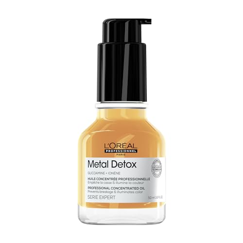 L'Oreal Professionnel Metal Detox Leave-In Hair Oil | Heat Protectant | Detoxifies from Metals & Prolongs Hair Color | Anti-Frizz | Adds Softness and Shine | For Dry, Damaged & Color Treated Hair