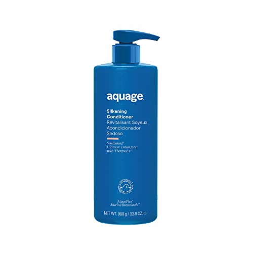 AQUAGE SeaExtend 丝滑护发素，改善头发的可打理性，为打造光滑顺滑的造型做好准备，防止头发卷曲，33.8 盎司