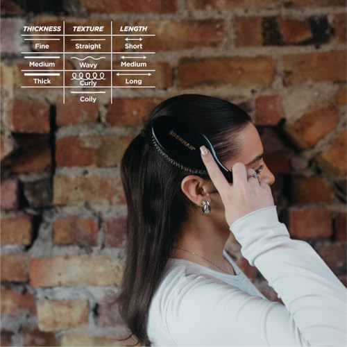 Denman Style & Shine Smoother Hairbrush with Soft Nylon Quill Boar Bristles - For Smoothing, Detangling, Straightening Hair - D81M Medium Black