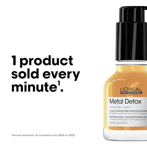 L'Oreal Professionnel Metal Detox Leave-In Hair Oil | Heat Protectant | Detoxifies from Metals & Prolongs Hair Color | Anti-Frizz | Adds Softness and Shine | For Dry, Damaged & Color Treated Hair