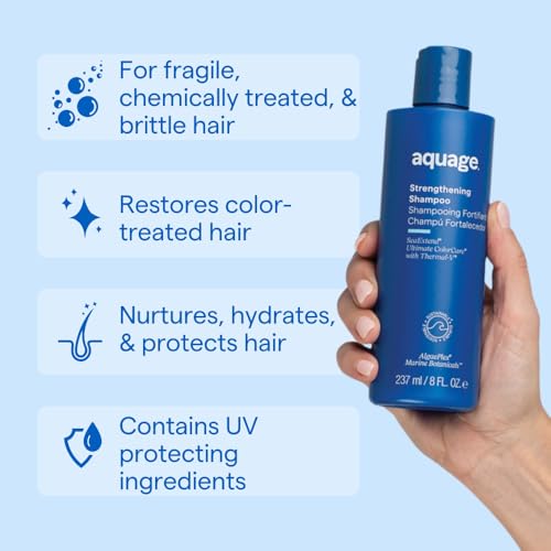 Aquage SeaExtend 强韧洗发水，提高发质强度并减少断裂，不含硫酸盐和对羟基苯甲酸酯，8 盎司。