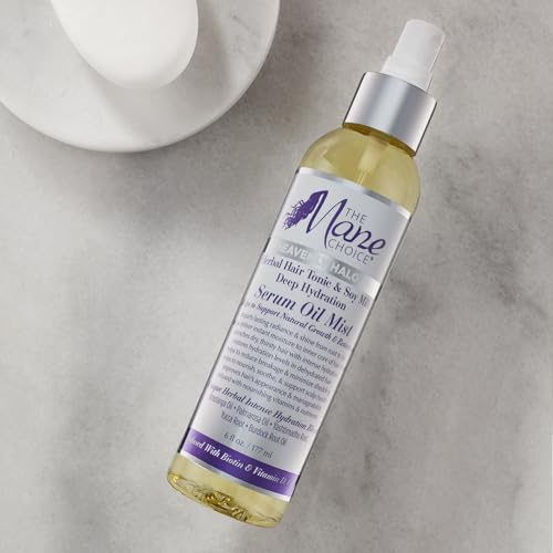 The Mane Choice Heavenly Halo Hair Oil Mist, 170 ml, tonique capillaire à base de plantes et sérum hydratant en profondeur au lait de soja pour cheveux secs, contrôle des frisottis, lissage et hydratation optimale