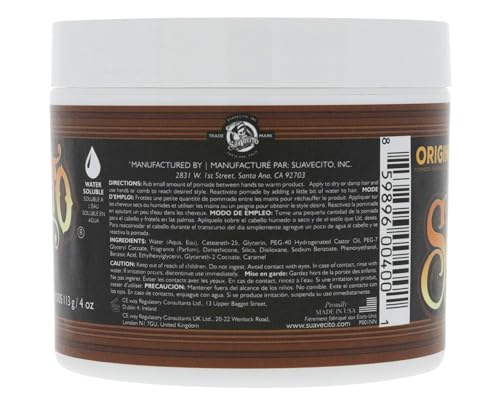 Suavecito 男士原装发蜡，4 盎司，1 包 - 中等光泽水性蜡质无鳞片发胶 - 易于清洗 - 持久定型，适合所有发型