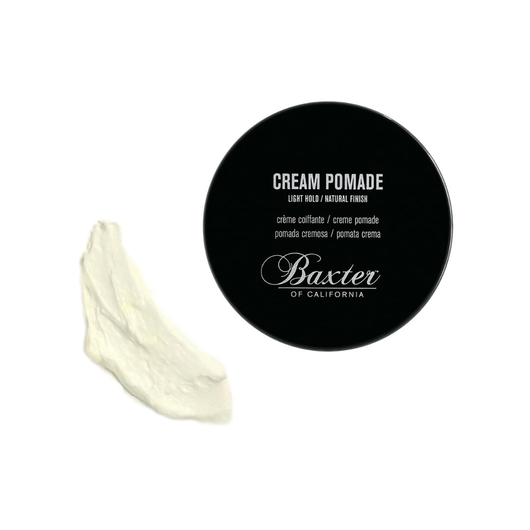 Pommade crème Baxter of California pour hommes et femmes, fini naturel, tenue légère, qualité salon de coiffure, lisse les looks classiques, parfaite pour texturer les cheveux raides ou ondulés, 2 onces