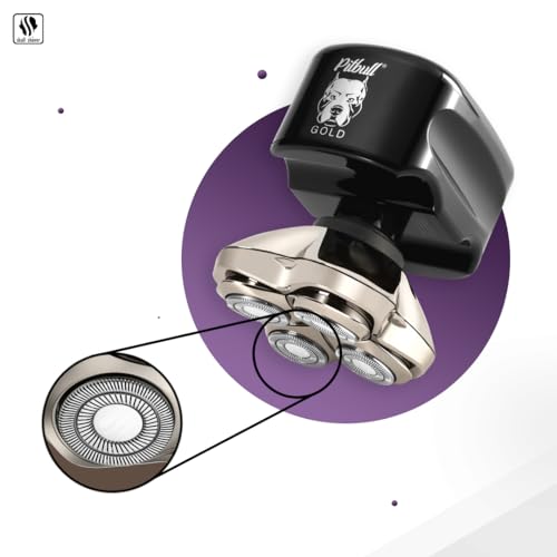 Rasoir tête et visage Skull Shaver Pitbull Gold PRO : coffret cadeau pour homme, rasoir électrique 5 en 1 haut de gamme pour tête chauve, rasoir facile à utiliser à sec et humide