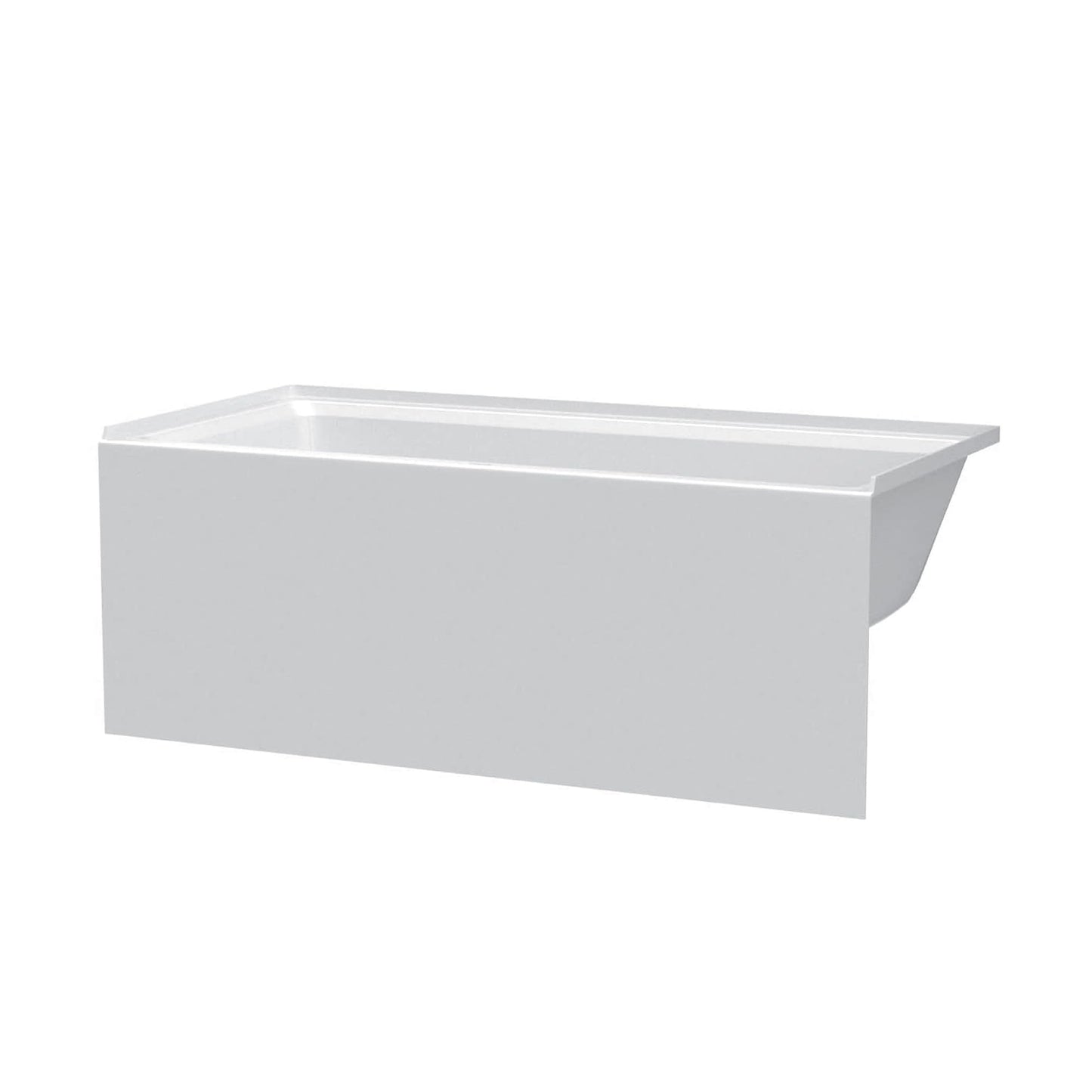 Gray Fine Fixtures Acrylic, Fiberglass Alcove Soaking Bathtub with Integral Apron Front in Glossy White - Right Hand Drain, 72" x 32"