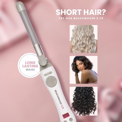 Fer à boucler rotatif Beachwaver S.75 de The Beachwaver Co. - Classic Catwalk | Fer à boucler automatique en céramique de 0,75 pouce | Arrêt automatique, bouton d'accueil, facile à transporter, double tension | Série S (DV339001)