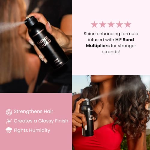 Spray brillance Shine Squad Haircare de The Beachwaver Co. - Grand format (160 g) | Spray léger et brillant pour cheveux avec multiplicateurs de liaisons végétaliens HiX | Brume post-coiffage - Finition lisse et sans frisottis
