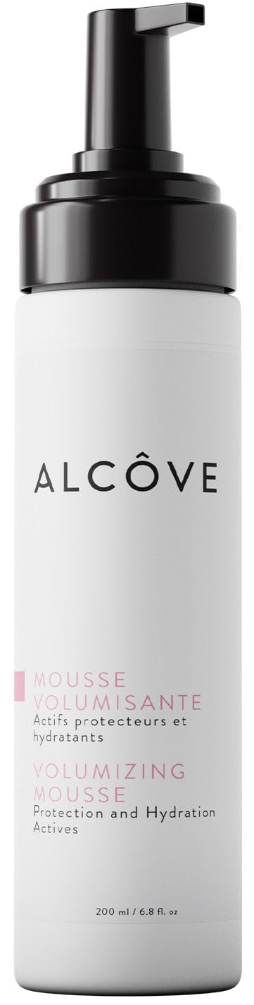 Alcôve - Mousse Volumisante - Tenue Moyenne - Cheveux Fins et Clairsemés - Volume Léger - Anti-Frisottis - Brillance et Hydratation - Protection Thermique - Extrait de Mangue et Huile de Tournesol - Sans Danger pour la Couleur - 250 ml