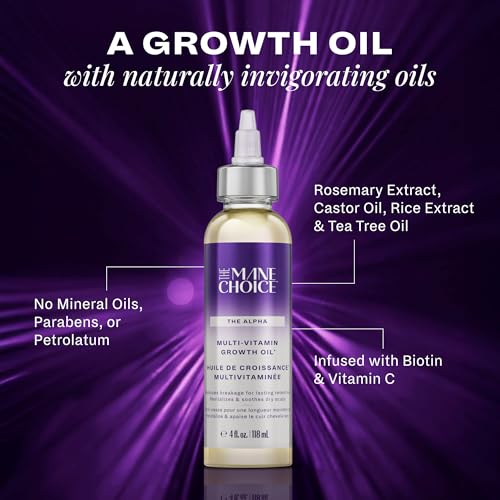 Huile nourrissante pour le cuir chevelu multivitaminée Alpha de The Mane Choice, stimule, revitalise et apaise, huile pour le cuir chevelu à la biotine et à la vitamine C, 113 g, lot de 2