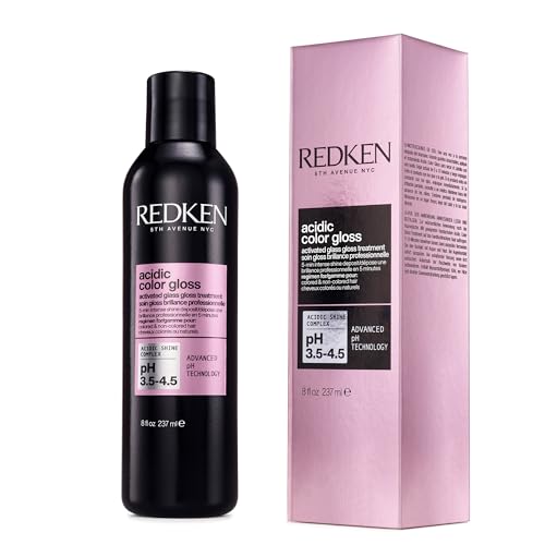 Redken Acidic Color Gloss Activated Glass Gloss Treatment - Brillance intense jusqu'à trois jours, à l'huile d'abricot pour un soin en profondeur, sans rinçage, sans danger pour les cheveux colorés