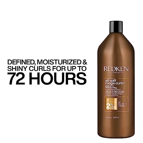 Shampoing Redken All Soft Mega Curls | Pour cheveux extrêmement secs | Shampoing sans sulfate | Pour cheveux bouclés et frisés | Nourrit et adoucit les cheveux très secs | À l'aloe vera