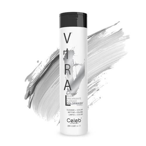Celeb Luxury Viral Colorwash, Professional Semi-Permanent Hair Color Depositing Shampoo, Extreme Silver