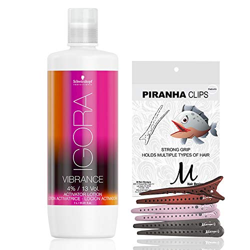 Igora Vibrance 4% / 13 丰盈润发露 1 升和 M Hair Designs Piranha 发夹（2 件套装）