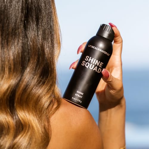 Spray brillance Shine Squad Haircare de The Beachwaver Co. - Grand format (160 g) | Spray léger et brillant pour cheveux avec multiplicateurs de liaisons végétaliens HiX | Brume post-coiffage - Finition lisse et sans frisottis