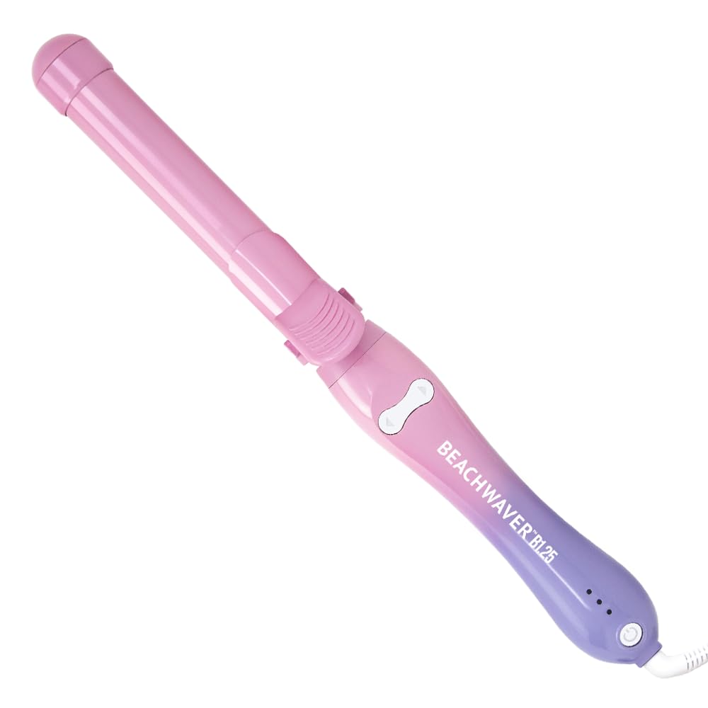 Fer à boucler rotatif Beachwaver B1.25 de The Beachwaver Co. - Pink Sunset | Fer à boucler automatique en céramique de 1,25 pouce | Arrêt automatique, pratique en voyage, double tension | Série B (BW17SS)