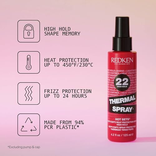 Spray thermique Redken 22 High Hold - Brume fixatrice et protectrice thermique pour fers à friser et à lisser. Contrôle durable des frisottis et protection contre les dommages causés par la chaleur.