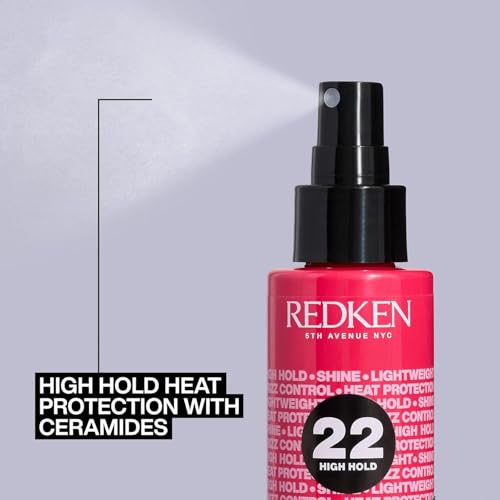 Spray thermique Redken 22 High Hold - Brume fixatrice et protectrice thermique pour fers à friser et à lisser. Contrôle durable des frisottis et protection contre les dommages causés par la chaleur.