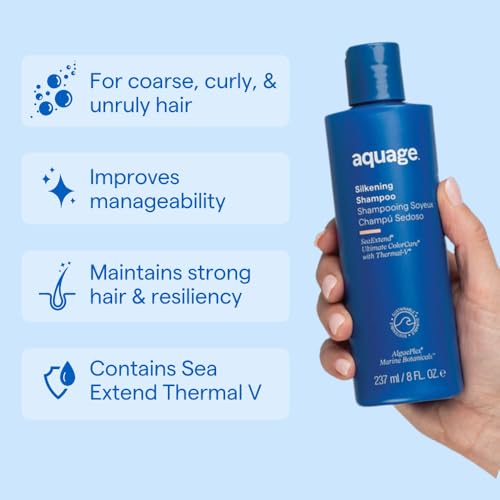 Shampoing soyeux AQUAGE SeaExtend, lisse et adoucit les cheveux épais et bouclés, 227 g