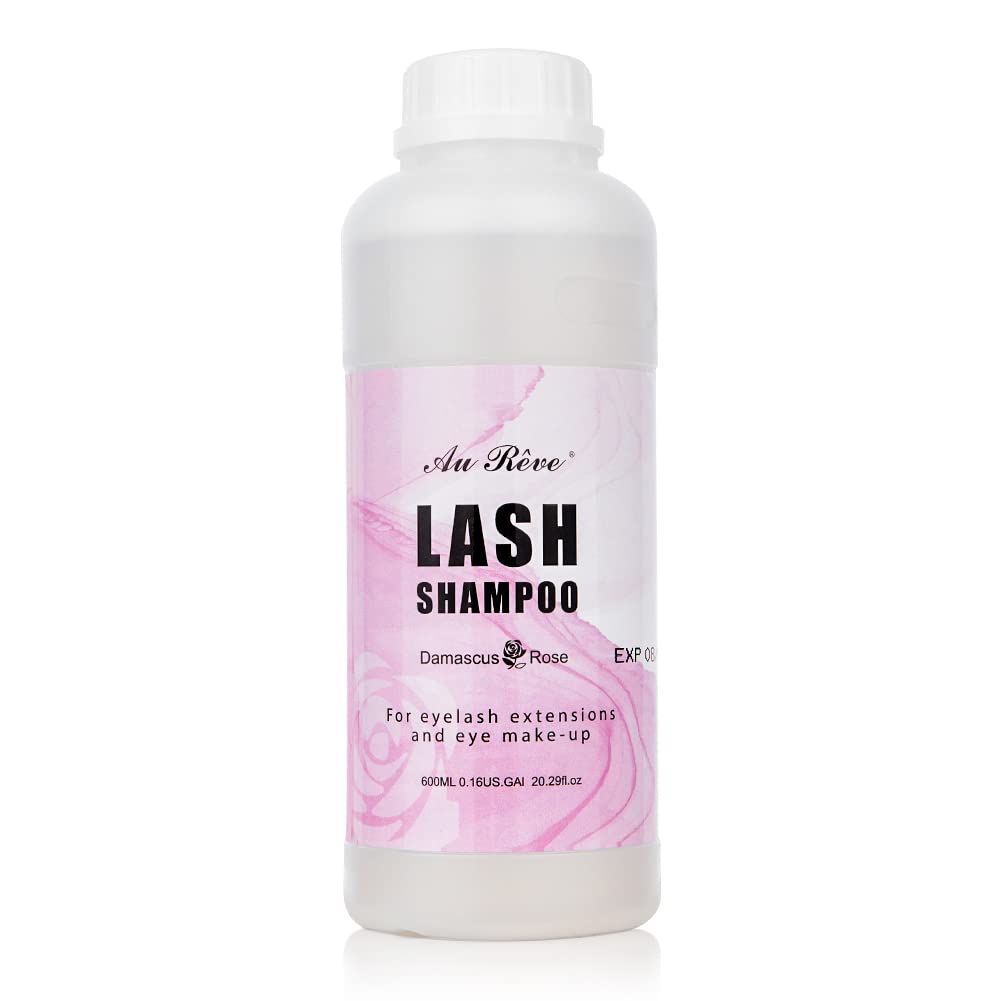 Light Gray "AuReve Eyelash Extension Cleanser Lash Shampoo Foam, Eyelid Cleanser for Makeup Remover Eyelash Care, Paraben & Sulfate Free for Salon and Home Use (Rose 600ml)"