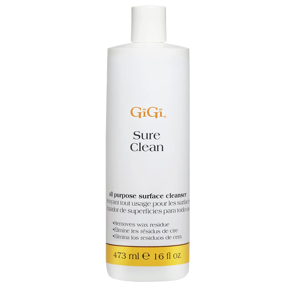 GiGi Sure Clean 蜡残留去除剂，适用于蜡加热器、沙龙和水疗设备的多用途表面清洁剂，去除蜡堆积，16 液体盎司