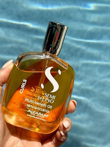 Alfaparf Milano Semi Di Lino Curls Multi-Benefit Hair Oil - Curl Definer, Humidity Shield & Hair Strengthening Oil for Curly Hair - Redefines Hair Shine - Healthy, Vegan Hair Care (3.38 oz)