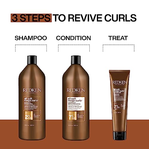 Shampoing Redken All Soft Mega Curls | Pour cheveux extrêmement secs | Shampoing sans sulfate | Pour cheveux bouclés et frisés | Nourrit et adoucit les cheveux très secs | À l'aloe vera