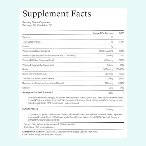 Compléments alimentaires Nutrafol pour la croissance capillaire des femmes de 18 à 44 ans, cliniquement prouvés pour des cheveux visiblement plus épais et plus forts, recommandés par les dermatologues - Approvisionnement pour 1 mois