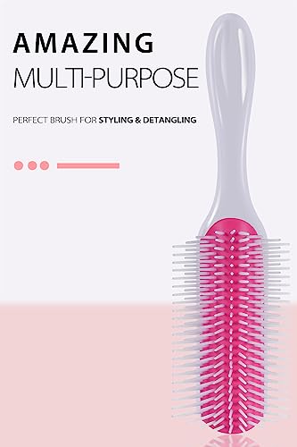 Brosse à cheveux pour femmes et hommes, cheveux bouclés, humides ou secs, brosses démêlantes classiques à 9 rangées pour cheveux épais et naturels, brushing, séparation, mise en forme, définition des boucles, outils de voyage, brosse à cheveux blanche