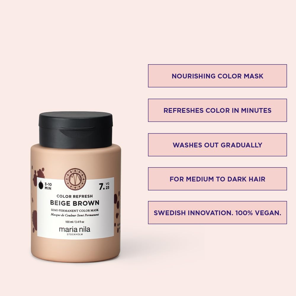 Misty Rose Maria Nila Color Refresh, Beige Brown 3.4 Fl Oz, Beige brown hair mask, Semi-Permanent Pigments, 100% Vegan & Sulfate/Paraben free