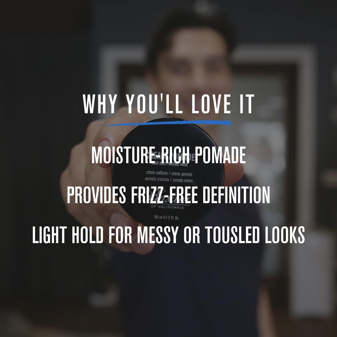 Pommade crème Baxter of California pour hommes et femmes, fini naturel, tenue légère, qualité salon de coiffure, lisse les looks classiques, parfaite pour texturer les cheveux raides ou ondulés, 2 onces