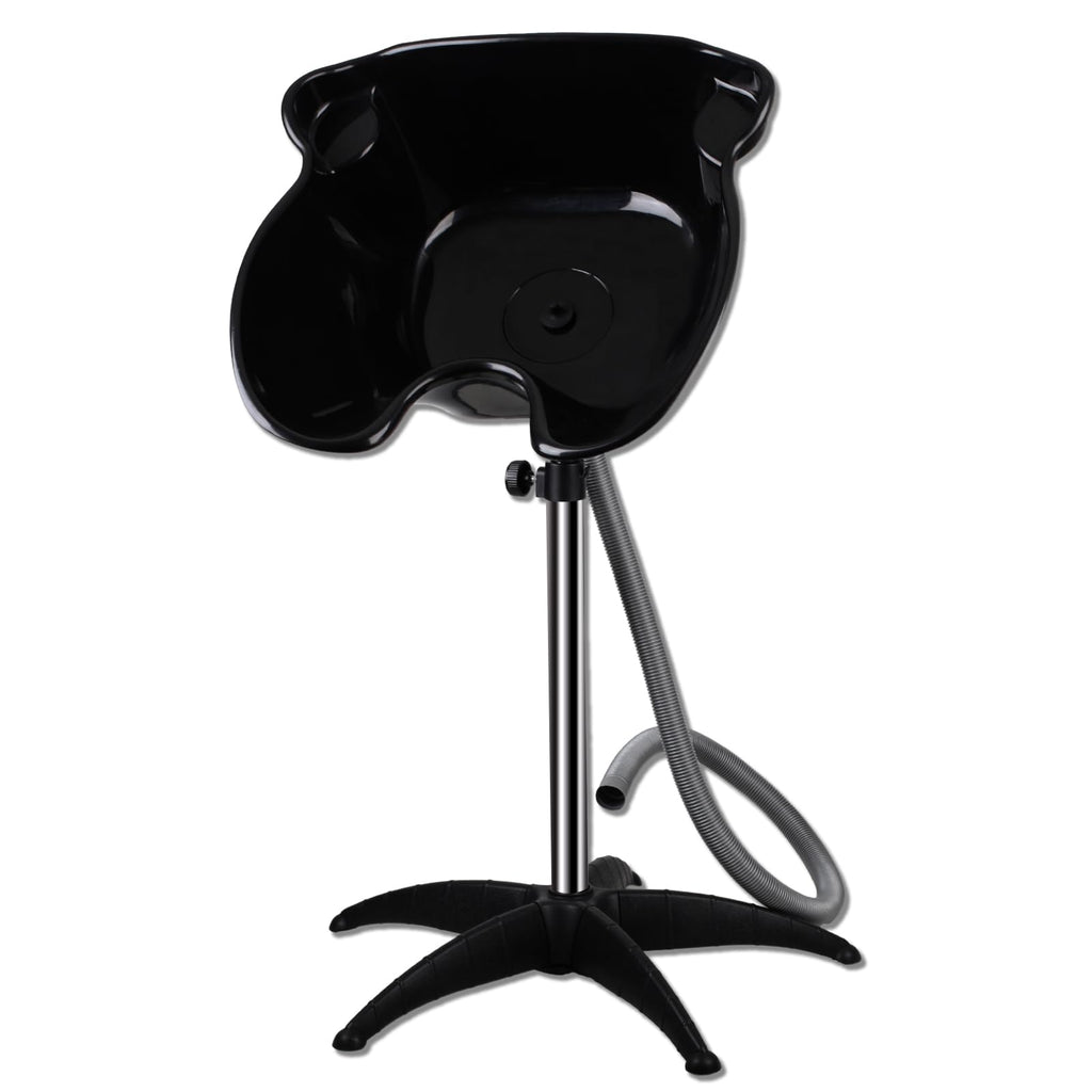 Portable Shampoo Bowl, Shampoo Basin Salon Sink with 1.5m Drain Pipe, Height & Angle Adjustable, Standing Deep Shampoo Bowl for Home/Salon Hair Washing and Cutting, Black