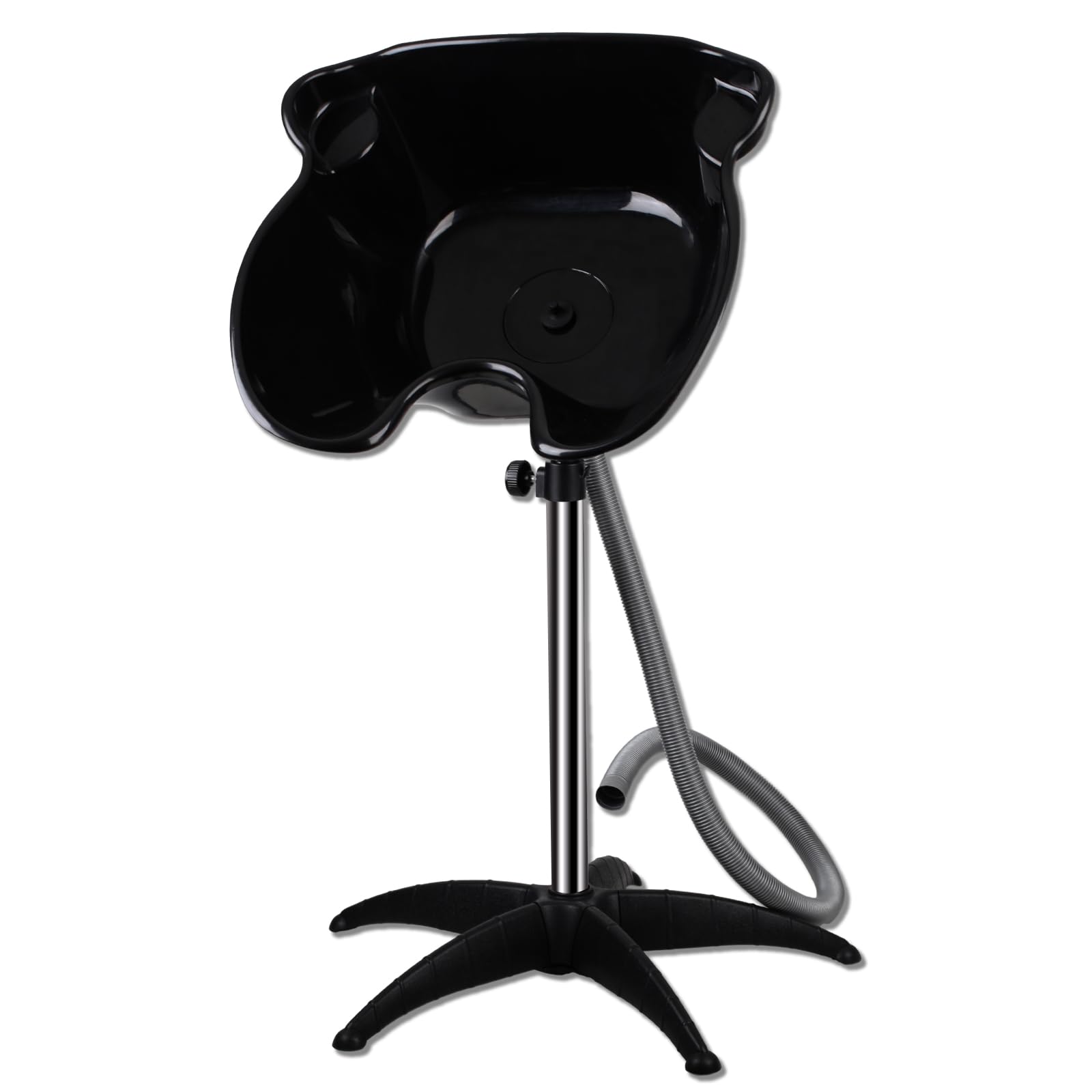 Portable Shampoo Bowl, Shampoo Basin Salon Sink with 1.5m Drain Pipe, Height & Angle Adjustable, Standing Deep Shampoo Bowl for Home/Salon Hair Washing and Cutting, Black