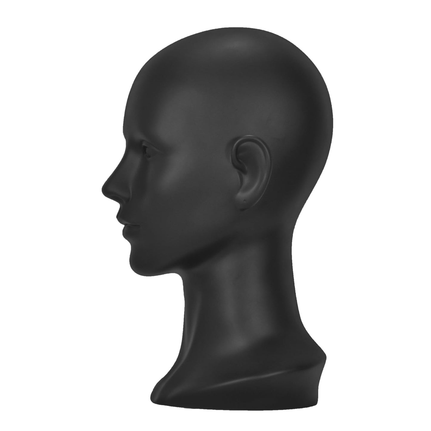 MIAOMANZI PVC Mannequin Head White Female Manikin Dummy Stand Model Display Hat Scarf Wigs Hair Glasses Hat Beauty Styling Tool (Matte black)