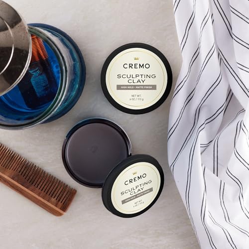 Cremo Mens Hair Clay, Premium Barber Grade Sculpting Clay for Hair Styling, High Hold, Matte Finish, 4 Oz